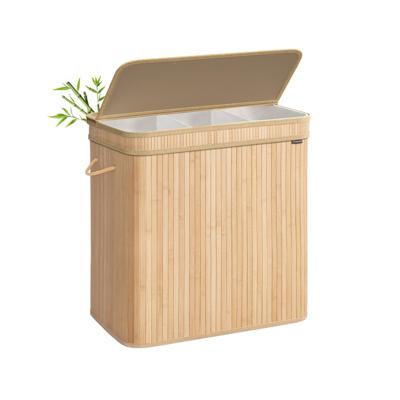 Wasmand met afneembaar deksel en machinewasbaar, Natuurlijk beige / 150 L