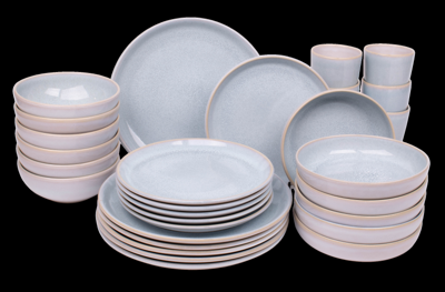 30 delige serviesset - 6 persoons - Sintra - lichtblauw - ocean blue - Portugees stoneware