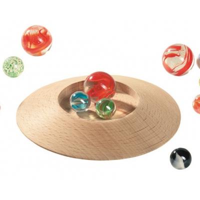 Houten knikkerpot - met knikkers - 12 cm - 31 knikkers in zakje