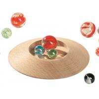 Houten knikkerpot - met knikkers - 12 cm - 31 knikkers in zakje