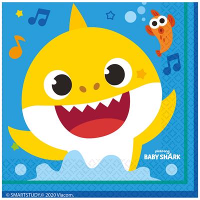 Baby Shark Servetten - 16x stuks - 33 x 33 cm - kinderfeestje - haaien thema