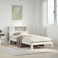 Bed met boekenkast zonder matras grenenhout wit 90x200 cm