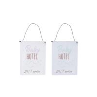 Wandversiering Baby Hotel metaal 15x20cm