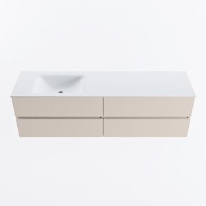MONDIAZ VICA 170cm badmeubel onderkast Linen 4 lades. Wastafel CLOUD links zonder kraangat, kleur Talc.