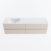 MONDIAZ VICA 170cm badmeubel onderkast Linen 4 lades. Wastafel CLOUD links zonder kraangat, kleur Talc.