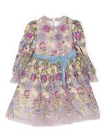 MARCHESA KIDS COUTURE robe longue en tulle à fleurs brodées - Violet