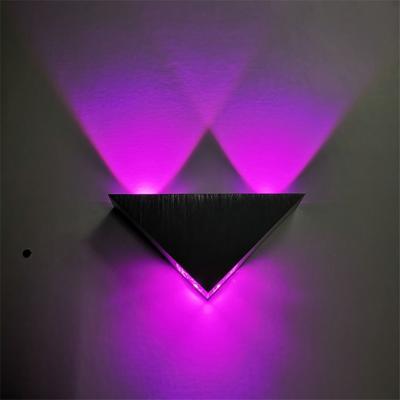 3W aluminium driehoek muur lamp Home verlichting indoor buiten decoratie licht AC 85-265V (paars licht)