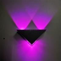 3W aluminium driehoek muur lamp Home verlichting indoor buiten decoratie licht AC 85-265V (paars licht)