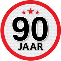 90 jaar leeftijd sticker - rond - Dia 15 cm - 90 jaar verjaardag - jubileum - leeftijd versiering