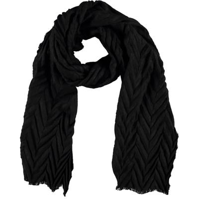 Sarlini Langwerpige Woven Plisse Sjaal Zwart