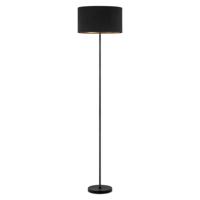Scandinavische stijl Vloerlamp - Corduroy Lampenkap - Cilinder - Black - ø40 x 165 cm - E27 Fitting - Geschikt voor Woonkamers en slaapkamers - met Voetschakelaar