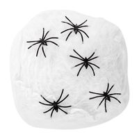 Horror spinnenweb met spinnen - wit - 40 gr - Halloween decoratie