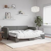 Slaapbank onderschuifbed matrassen 90x190 cm stof donkergroen