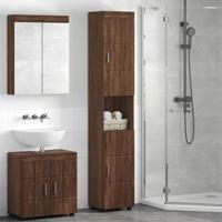 Badkamer Kast bruin eikenkleur 37 x 31.5 x 203 cm Bewerkt hout