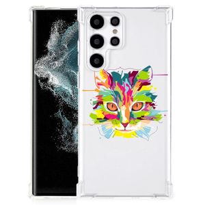 Samsung Galaxy S22 Ultra Stevig Bumper Hoesje Cat Color