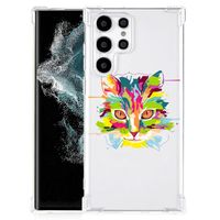 Samsung Galaxy S22 Ultra Stevig Bumper Hoesje Cat Color - thumbnail