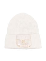 Monnalisa bonnet nervuré à détail de pochette - Blanc