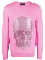 Philipp Plein pull Iconic Skull imprimé à encolure ras du cou - Rose - thumbnail