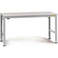 Manuflex LU4048.9006 ESD ESD-werktafel universele standaard achtergrond tafel met melamine schijf, bxdxh = 1500 x 600 x 763-873 mm Aluminium-zilver - thumbnail