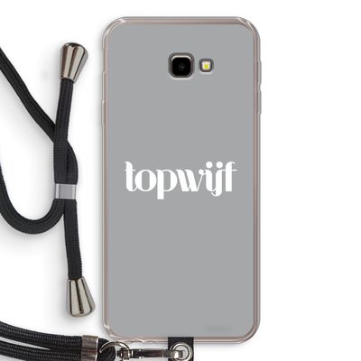 Topwijf Grijs Wit: Samsung Galaxy J4 Plus Transparant Hoesje met koord