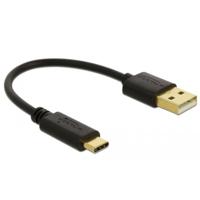 Delock USB-kabel USB-A stekker, USB-C stekker 0.15 m Zwart 85354