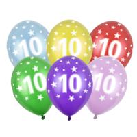 10 jaar thema ballonnen met sterretjes - 6x stuks - Leeftijd/jubileum feestartikelen en versiering