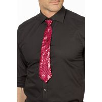 Fuchsia roze glitter verkleed stropdassen 32 cm voor dames/heren   - - thumbnail