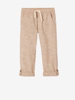 Roll-up jongensbroek in licht geweven stof gemêleerd beige