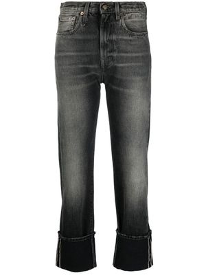 R13 jean droit à effet légèrement délavé - Noir