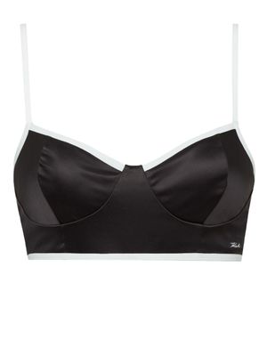 Karl Lagerfeld soutien-gorge satiné à logo brodé - Noir