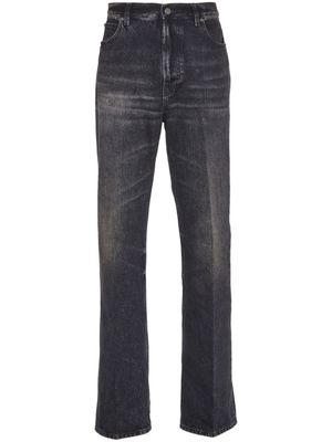 Ferragamo jean droit en denim à effet délavé - Noir