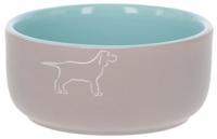 Voederbak ceramic grijs turquoise 500ml