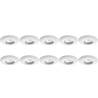 Spot Armatuur 10 Pack - Pragmi Luno Pro - GU10 Inbouwspot - Waterdicht IP65 - Rond - Wit - Aluminium - Ø82mm