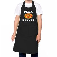 Pizza bakker schort/ keukenschort zwart voor jongens en meisjes - Bakken met kinderen - thumbnail