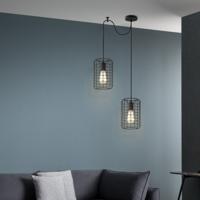 Hanglamp Netting 2 lichts - Zwart - 32x32x127cm