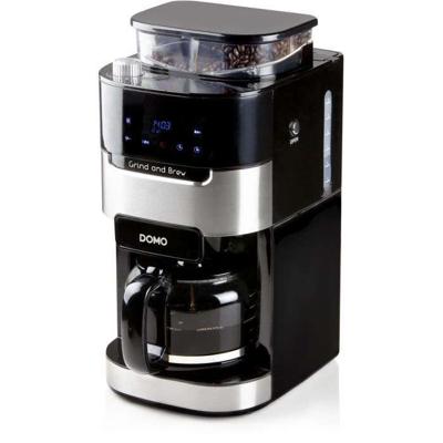 DOMO DO721K - 1.5L koffiezetapparaat - 12 kopjes - LCD scherm, touch buttons - Geïntegreerde koffiemolen - Timer - 3 intensiteiten