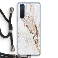 Goud marmer: Sony Xperia 5 II Transparant Hoesje met koord