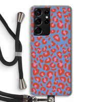 Leopard blue: Samsung Galaxy S21 Ultra Transparant Hoesje met koord