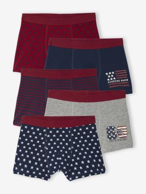 Set van 5 boxershorts met vlag voor jongens marineblauw