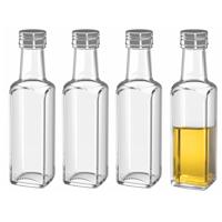 Flesjes met schroefdop - 10x - glas - Vierkant - 100 ml - Kleine flesjes met schoefdop - Olie/Azijn