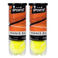 Sportx Tennisballen - 6x - geel - rubber/katoen - in koker - standaard formaat - buitenspeelgoed