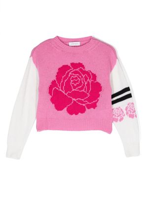 Monnalisa pull en laine à col ras du cou - Rose