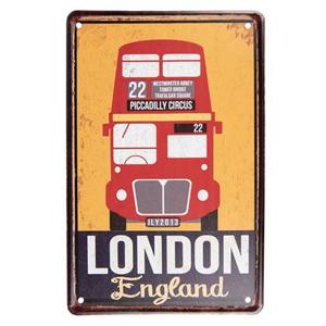 Clayre & Eef Wanddecoratie 20x30 cm Geel Rood Metaal London England