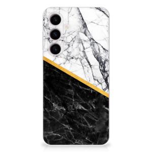 Samsung Galaxy S24 Plus TPU Siliconen Hoesje Marmer Wit Zwart - Origineel Cadeau Man