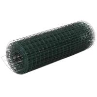 VidaXL Kippengaas 10x0,5 m staal met pvc coating groen