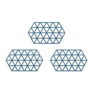 Krumble Siliconen pannenonderzetter Hexagon lang - Blauw - Set van 3