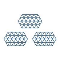 Krumble Siliconen pannenonderzetter Hexagon lang - Blauw - Set van 3 - thumbnail