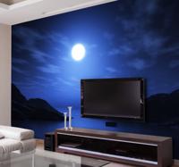 Fotobehang strand blue lagoon bij maanlicht