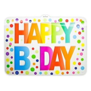 Happy B-day deurbord met stippen 38 x 52 cm