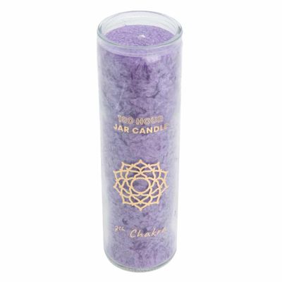Fair Trade Kruin Chakra (7e) Stearine Kaars in Glas - Paars (100